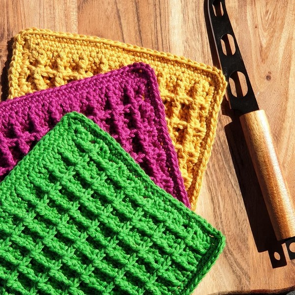 Crochet Waffle Stitch Dishcloth Pattern