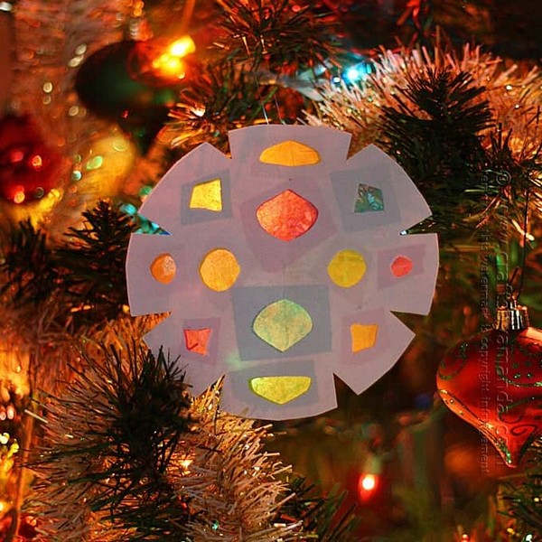 Faux Stained Glass Paper Snowflakes