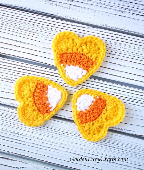 Crochet Candy Corn Heart Applique Pattern