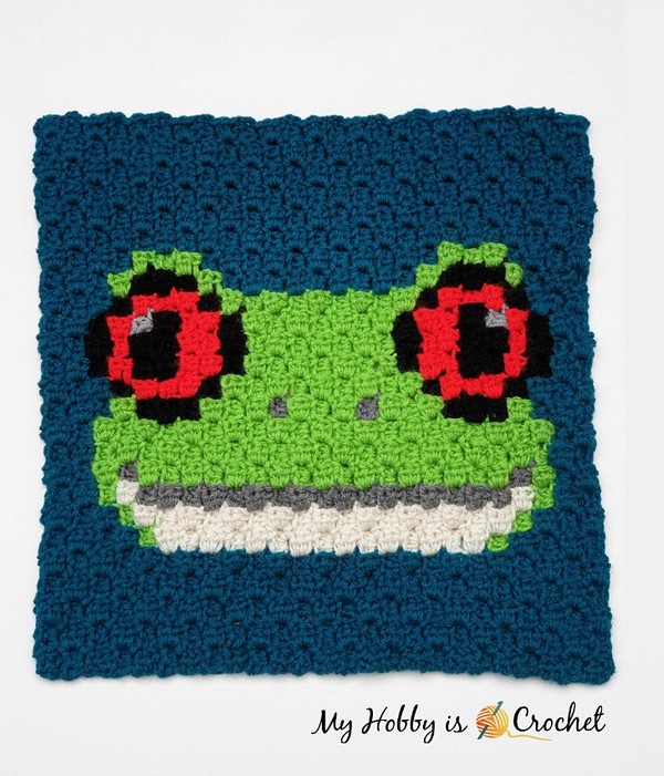 Crochet Red Eyed Tree Frog C2c Square Pattern