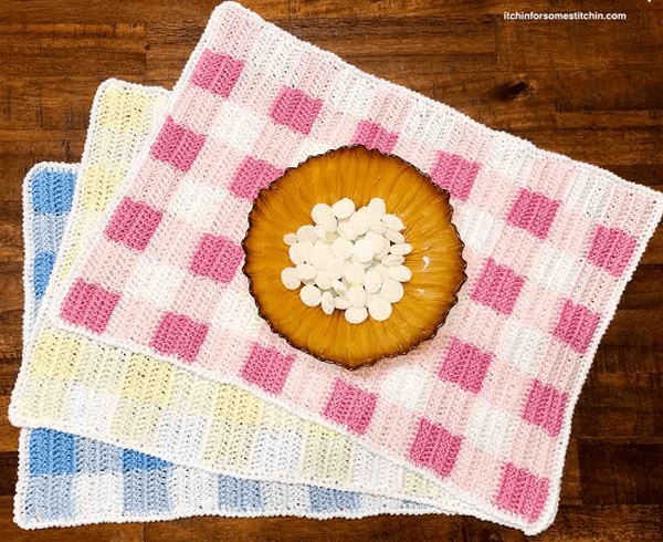 Crochet Spring Gingham Placemats Pattern