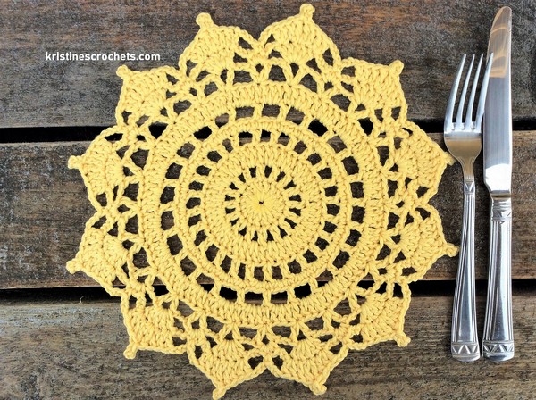 Crochet Sunshine Doily Placemat Pattern