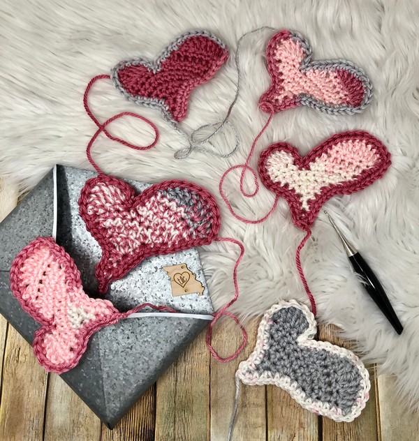 Crochet Wonky Heart Applique Pattern