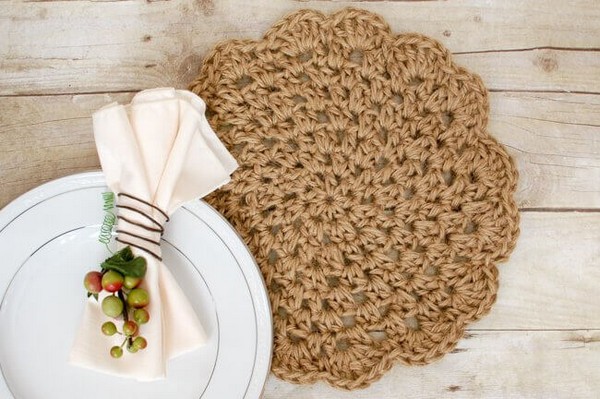 Rustic Jute Free Crochet Placemats Round Pattern