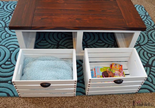 Crate Storage Coffee Table and Stools