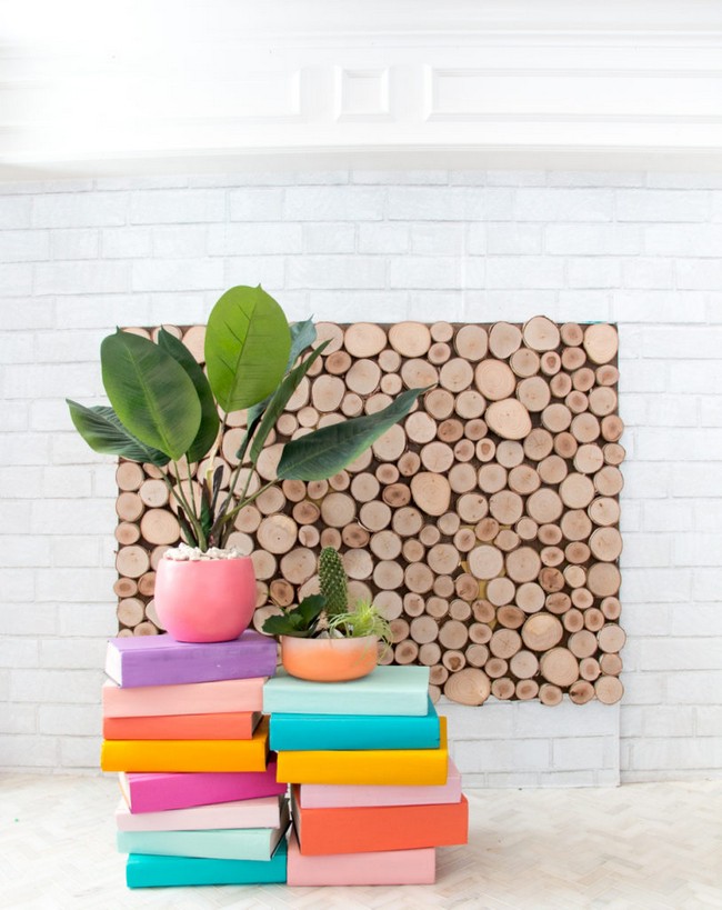 Colorful Stacked Book Plant Stand