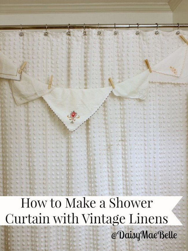 How To Make A Shower Curtain With Vintage Linens