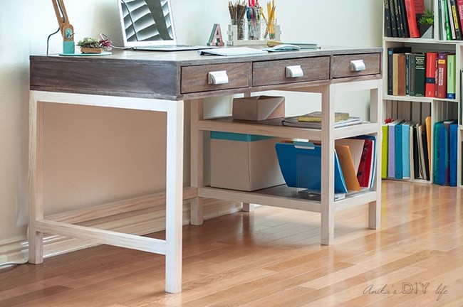 Modern Farmhouse Desk with Storage