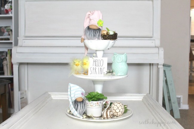 DIY Three Tier Tray For Spring Decor