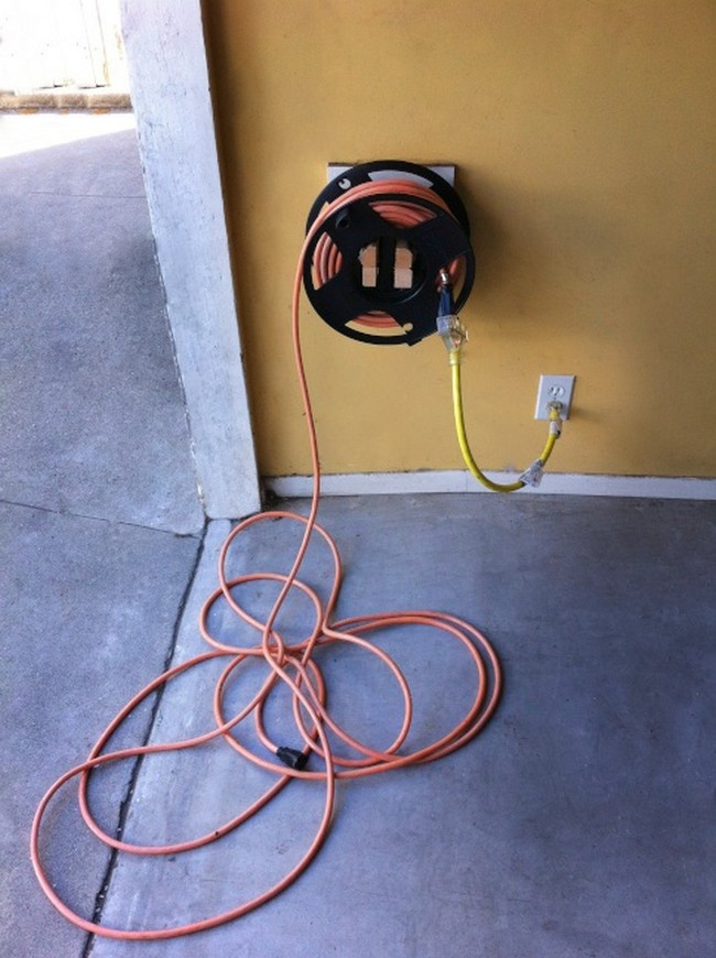 Homemade Extension Cord Winder Mount