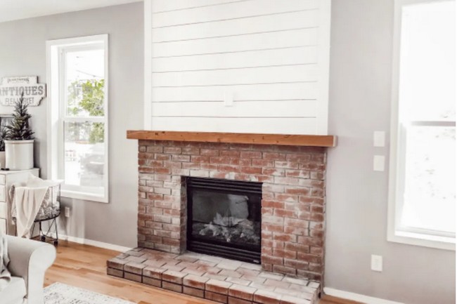 Rustic DIY Fireplace with Shiplap