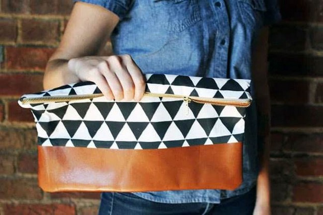 DIY Cotton + Leather Clutch Purse