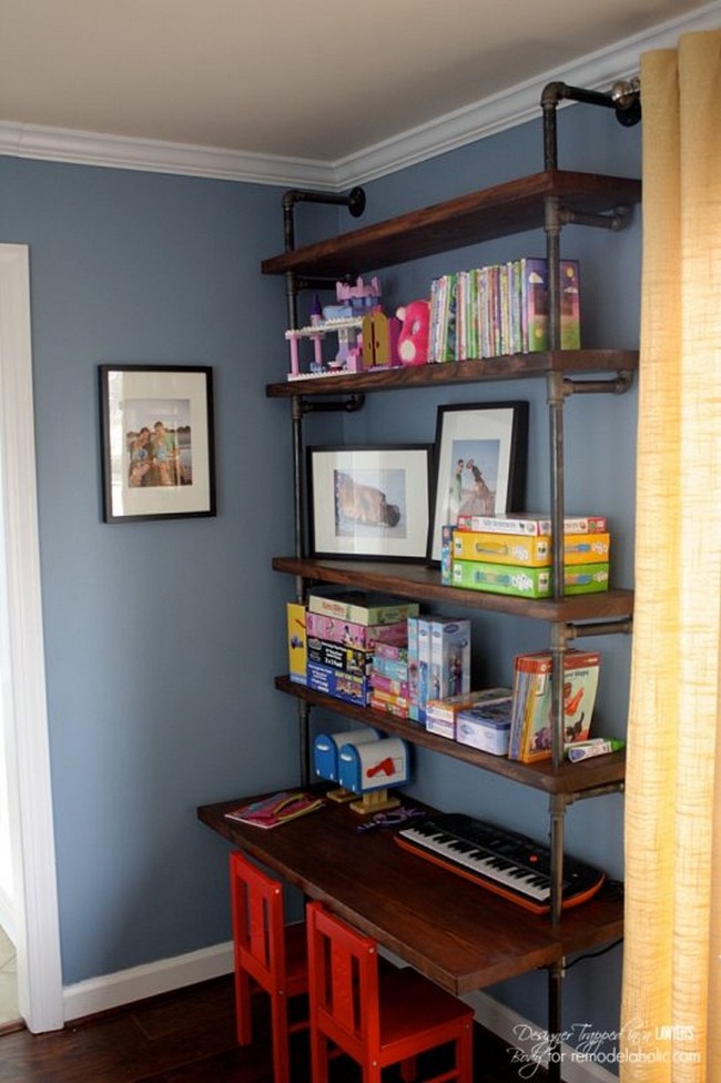 DIY Industrial Pipe Desk With Shelves