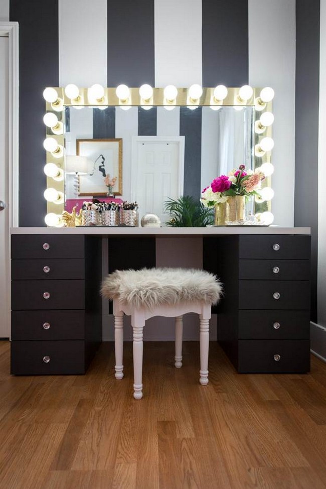 Diy makeup store mirror with lights