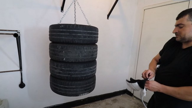 DIY Punching Boxing Bag From Old Tires