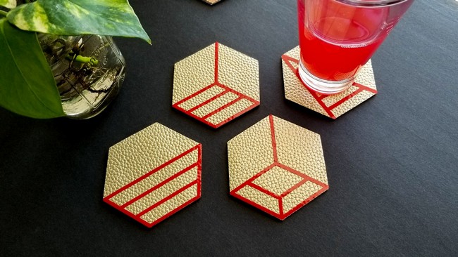 Geometric Leather Coaster With Cricut