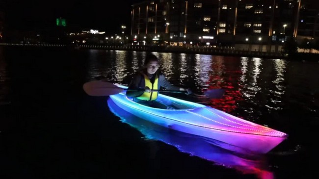 Party Canoe Lights Up The Water