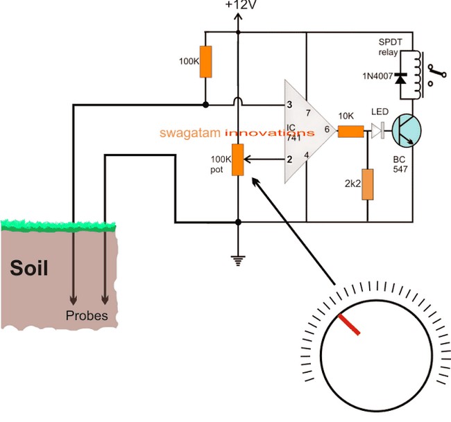 Simple Soil Tester Circuit with a Single IC 741