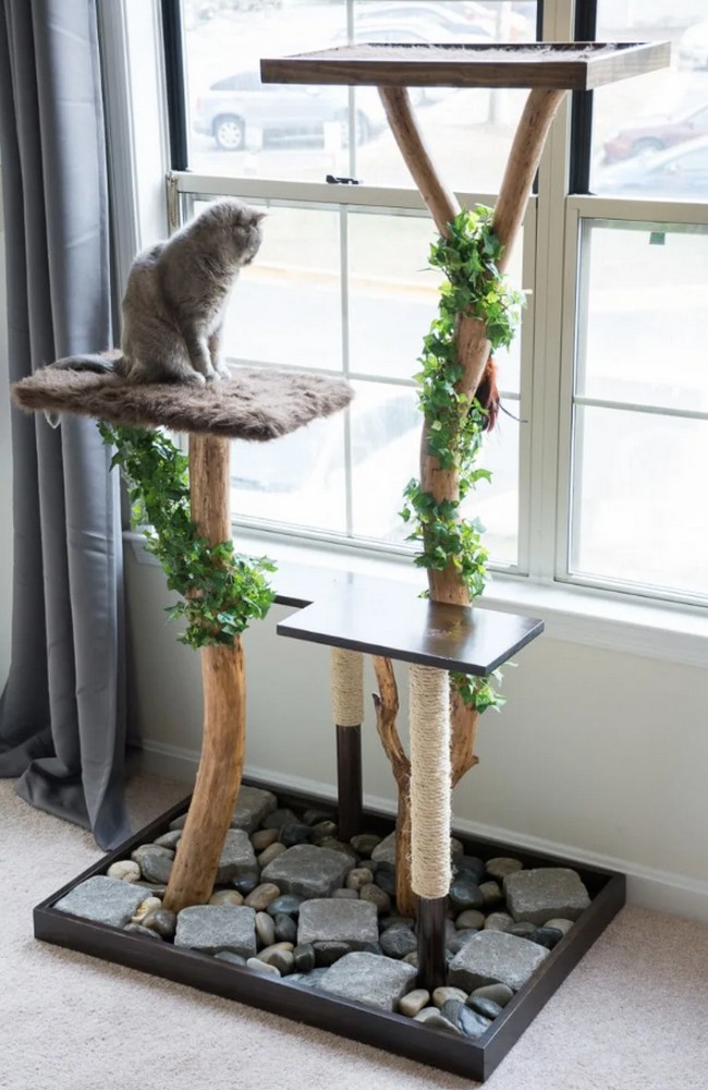 DIY Cat Tree From a Real Tree