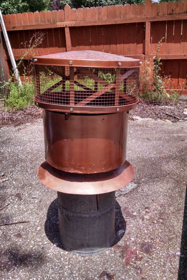 Chimney Cap From Garbage Can Lids