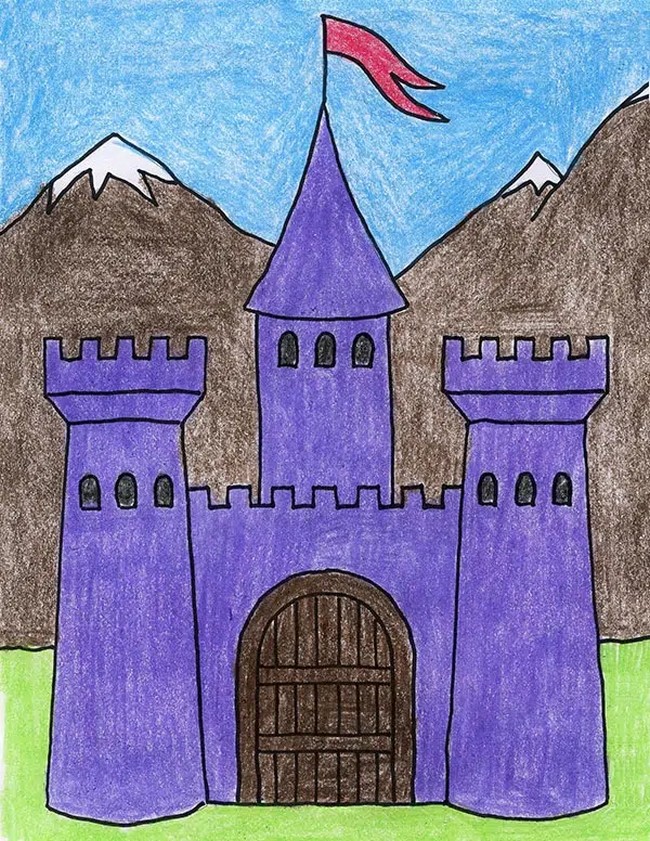 Easy How To Draw A Castle Tutorial