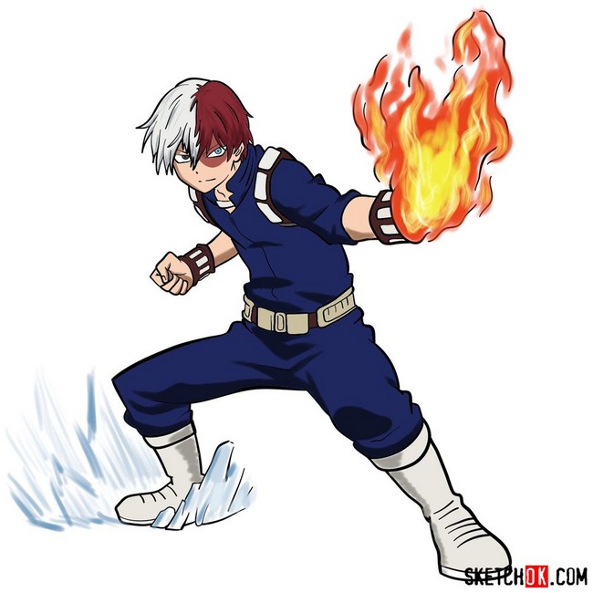 How To Draw Shoto Todoroki In Action Pose