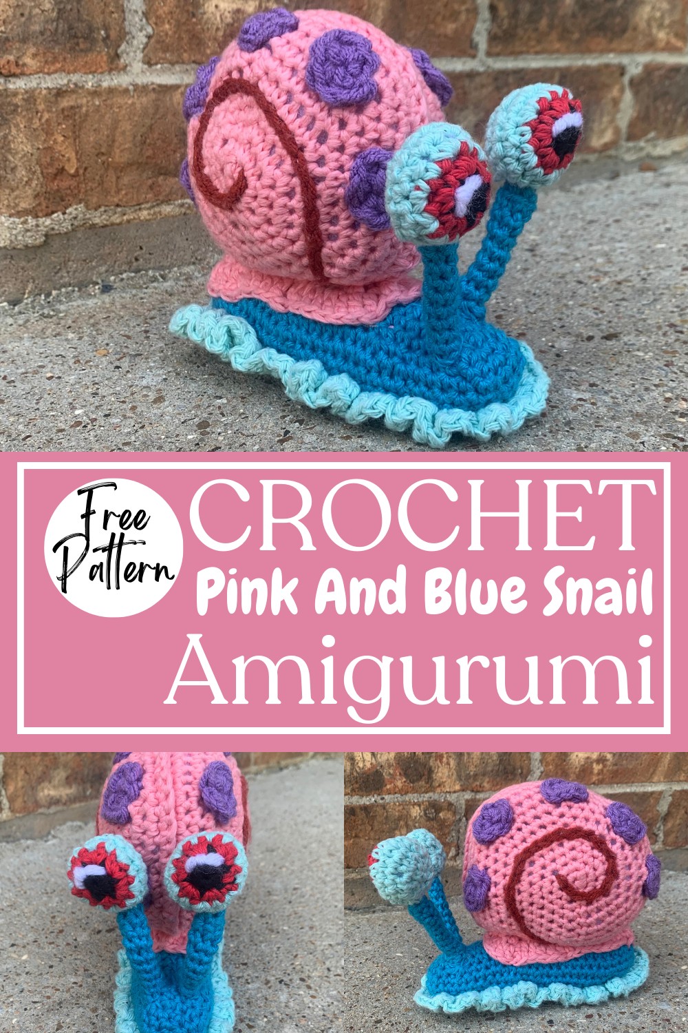 Pink And Blue Snail Crochet Amigurumi