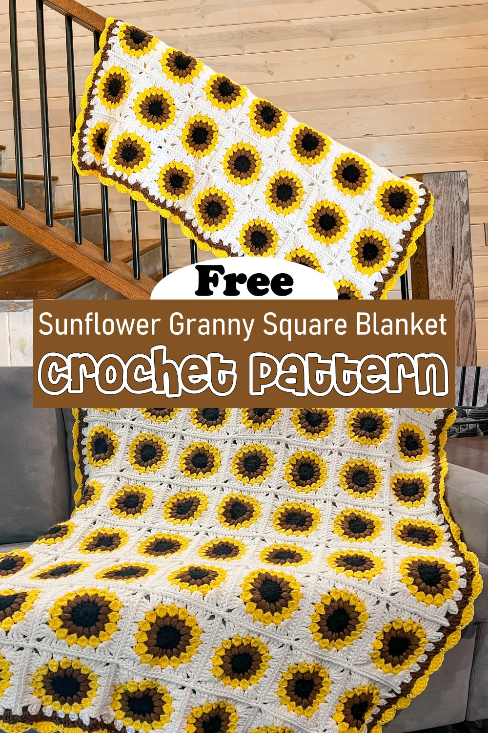 Sunflower Granny Square Blanket