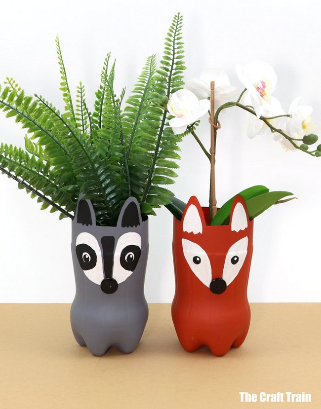 Woodland Animal Plastic Bottle Planters